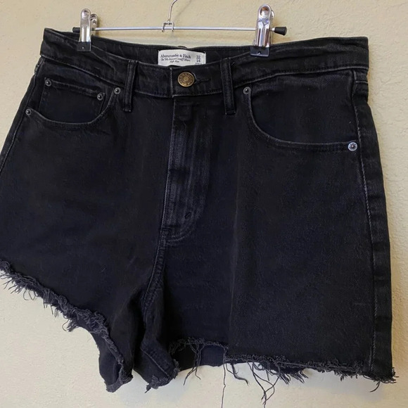 Abercrombie & Fitch‎ The 90s Relaxed Cutoff High Rise Shorts Curve Love Sz 32 14 - Picture 3 of 10